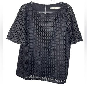 Marie Oliver Women’s Black Blouse with Flutter Sleeves Fully Lined - Medium